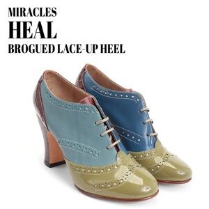 Miracle Women’s Brogued Lace-Up Heel - Blue/Green